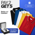 Essential Polo Set [5-Pack Offer] – Buy 2 Get 5 + Free Watch